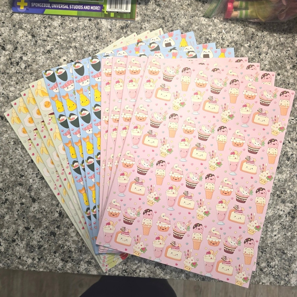 OCS Designs Kawaii Food 2-Pocket Folders Set of 12 Pink Blue Green